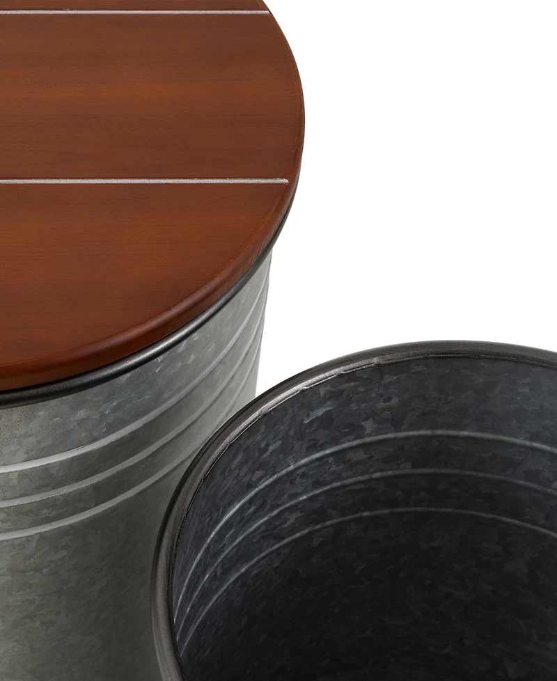 Glitzhome Modern Metal Storage Accent Table or Stool, Set of 2