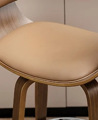 Glitzhome Mid-century Modern Leatherette Swivel Counter Stool, Set of 2