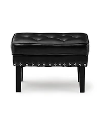 Glitzhome Mid-century Modern Leatherette Button-tufted Accent Stool, Set of 2
