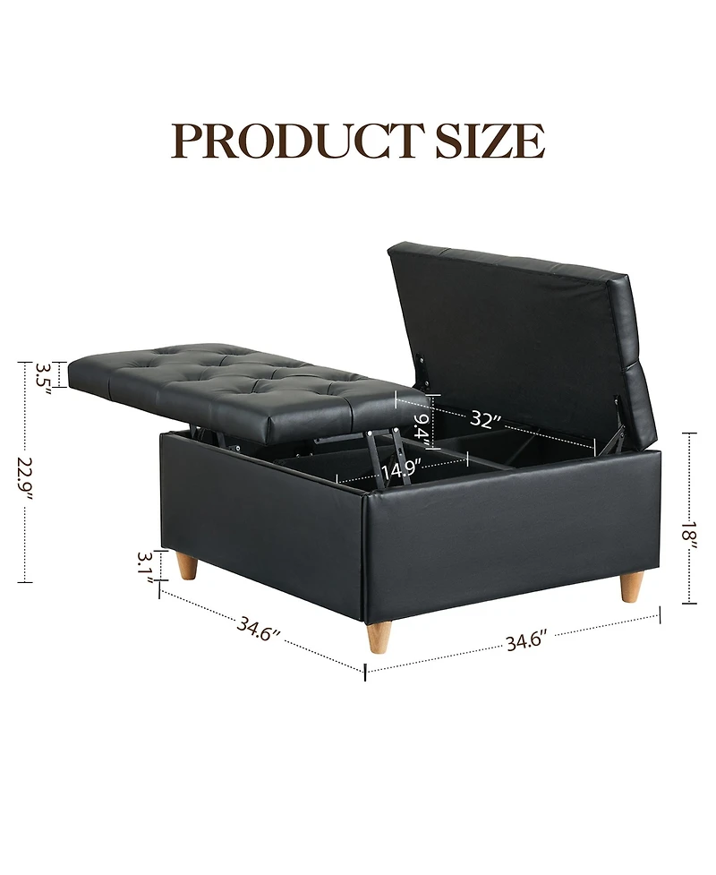 homfan Sherpa Upholstered Lift Top Storage Ottoman Tufted Bench, Heavy Duty Engineered Wood Living Room Furniture