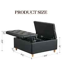 homfan Sherpa Upholstered Lift Top Storage Ottoman Tufted Bench, Heavy Duty Engineered Wood Living Room Furniture