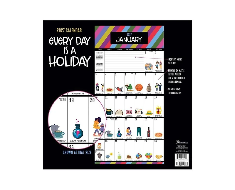 Tf Publishing Paper Goods 2027 Every Day's A Holiday Wall Calendar