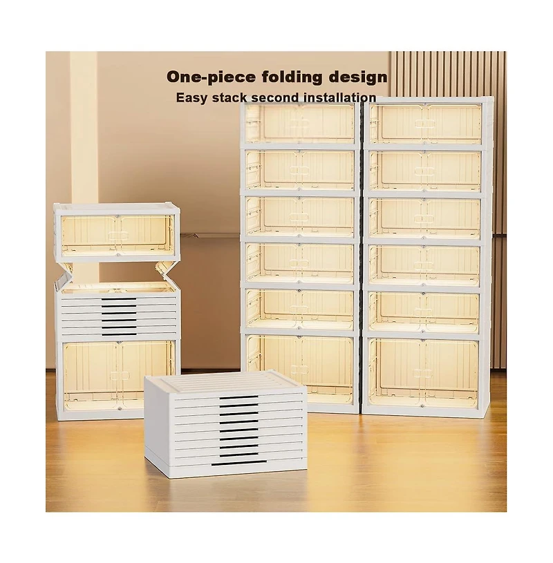 homfan 66in Tall Space-Saving Collapsible Shoe Storage Cabinet