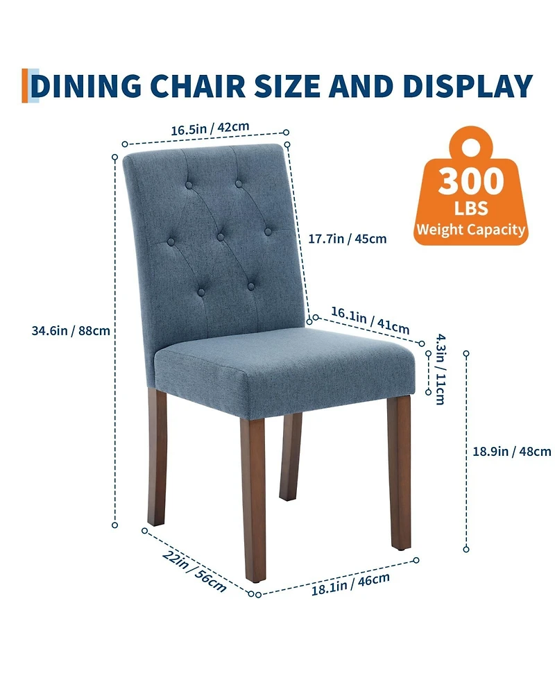 homfan Modern Upholstered Dining Chairs Set – Parsons Style with High Back, Wide Padded Seat, Soft Linen Fabric, Sturdy Wood or Rubberwood Legs