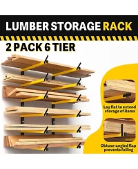 Xdovet Lumber Rack Folding Wall-Mounted Metal 6-Level Heavy Duty Garage Organizer Wood Storage Indoor Outdoor