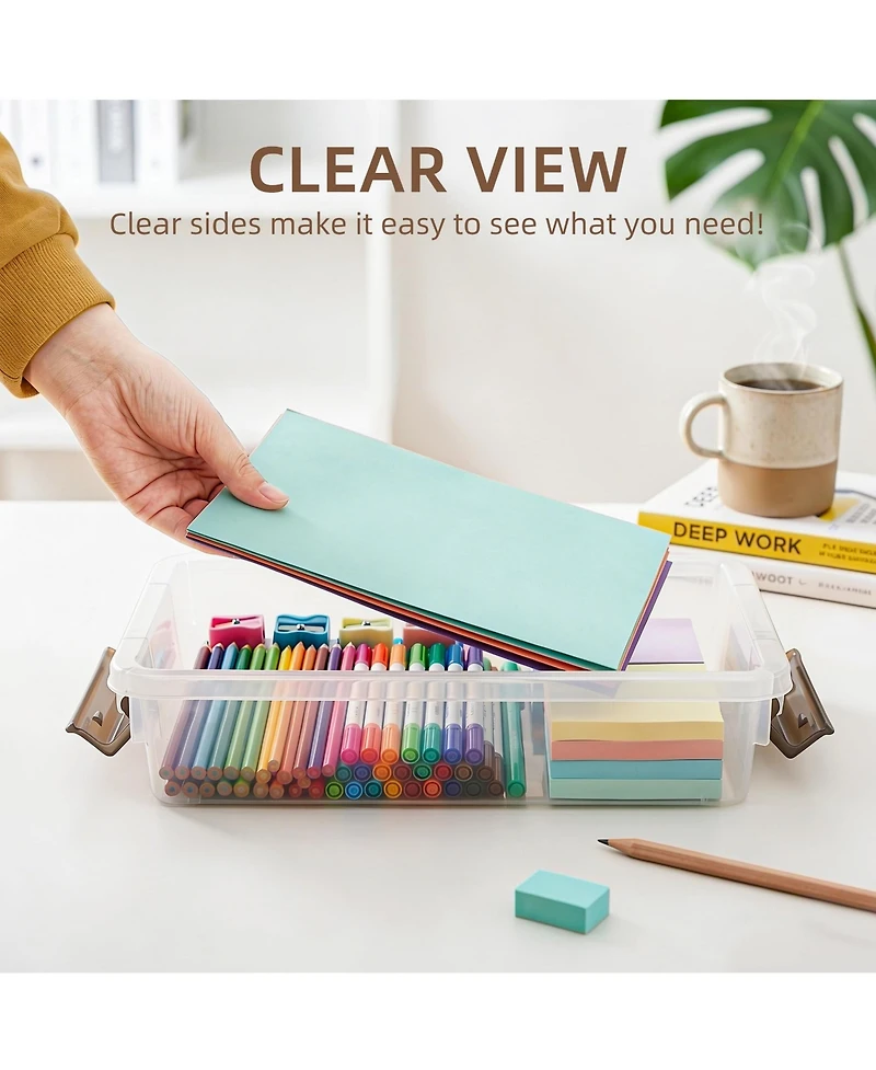 Xdovet Plastic Storage Box Latching Lid B5 Document Organizer