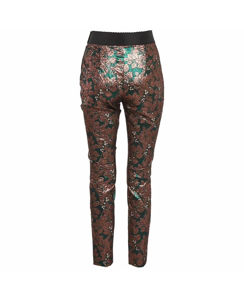 Pre-Owned Dolce & Gabbana Women's Metallic Brocade Cigarette Pants