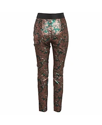 Pre-Owned Dolce & Gabbana Women's Metallic Brocade Cigarette Pants