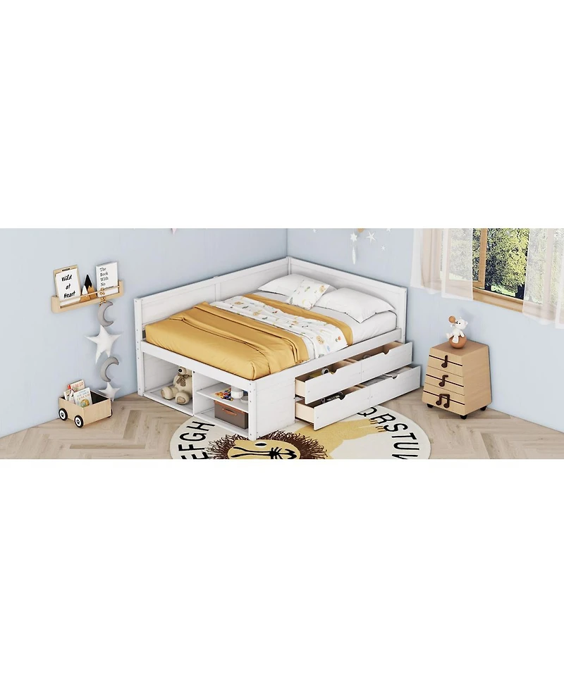 Streamdale Furniture Full Size Daybed with Drawers and Shelves