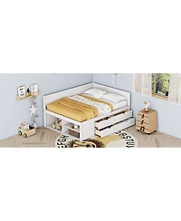 Streamdale Furniture Full Size Daybed with Drawers and Shelves