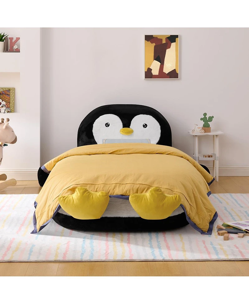 Streamdale Furniture Fluffy Faux Fur Penguin Bed Lounger for Kids