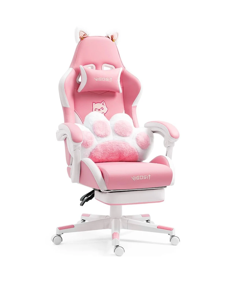 Streamdale Furniture Cat Ears Ergonomic Gaming Chair with Footrest