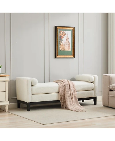 Streamdale Furniture 66.34''W Upholstered Bench with Wood Frame and 2 Bolsters