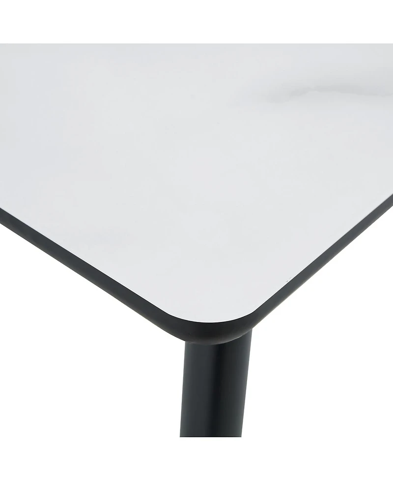 Streamdale Furniture Modern Minimalist Rectangular Dining Table with Marble-Look Glass Top