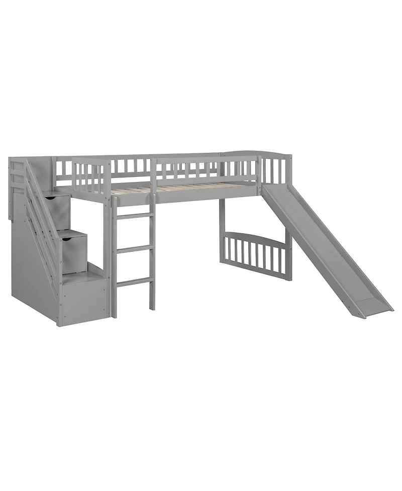 Streamdale Furniture Stairway Twin Size Loft Bed with Two Drawers
