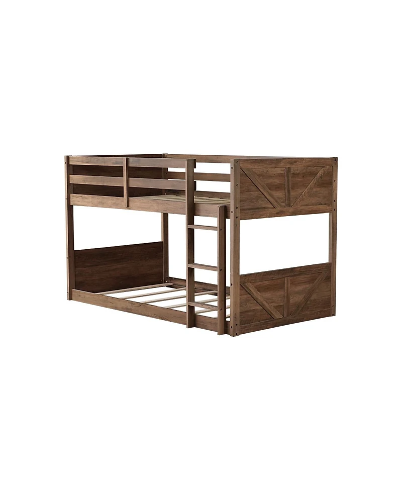 Streamdale Furniture Bunk Bed with Built-in Ladder Antique
