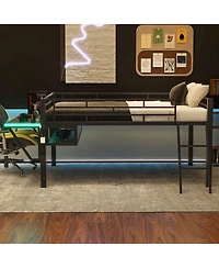 Streamdale Furniture Gaming mid loft bed with desk Led