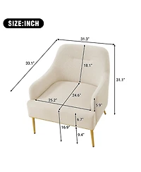Streamdale Furniture Modern Upholstered Accent Chair with Gold Metal Legs