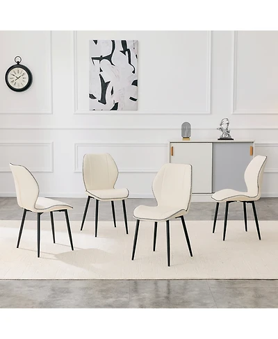 Streamdale Furniture 4-Pack Luxury Pu Leather Dining Chairs with Adjustable Metal Legs