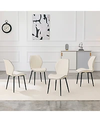Streamdale Furniture 4-Pack Luxury Pu Leather Dining Chairs with Adjustable Metal Legs