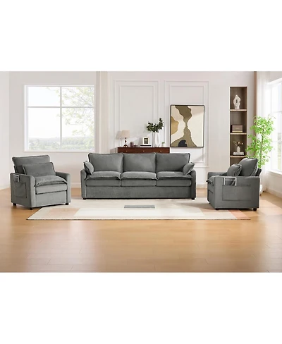 Streamdale Furniture Modern Plush Upholstered Sofa Set with Storage Pockets
