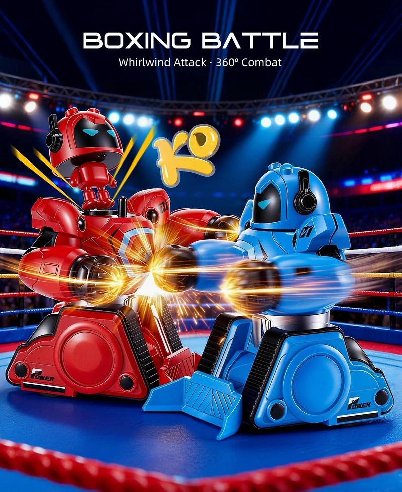 Sugift 2-Pack Remote Control Fighting Robots, Rc Boxing and Soccer Battle Set with Led Lights, 360degree(s) Movement