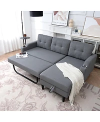 Streamdale Furniture 75'' Modern Fabric Sofa with Built-in Storage and Comfortable Pp Cotton Cushions