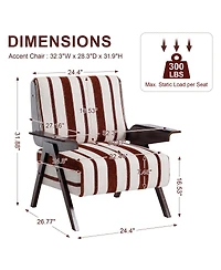 Streamdale Furniture Modern Striped Armchair with Solid Wood Legs (Set of 2)