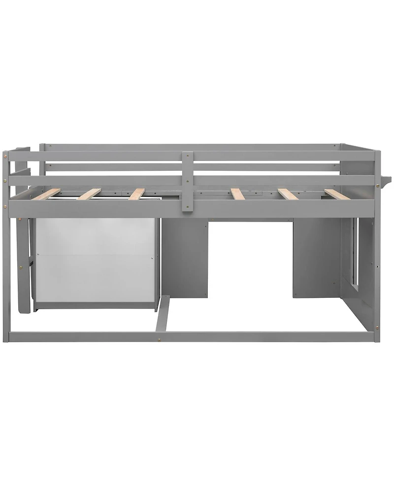 Streamdale Furniture Twin Size Loft Bed with Cabinet and Shelf