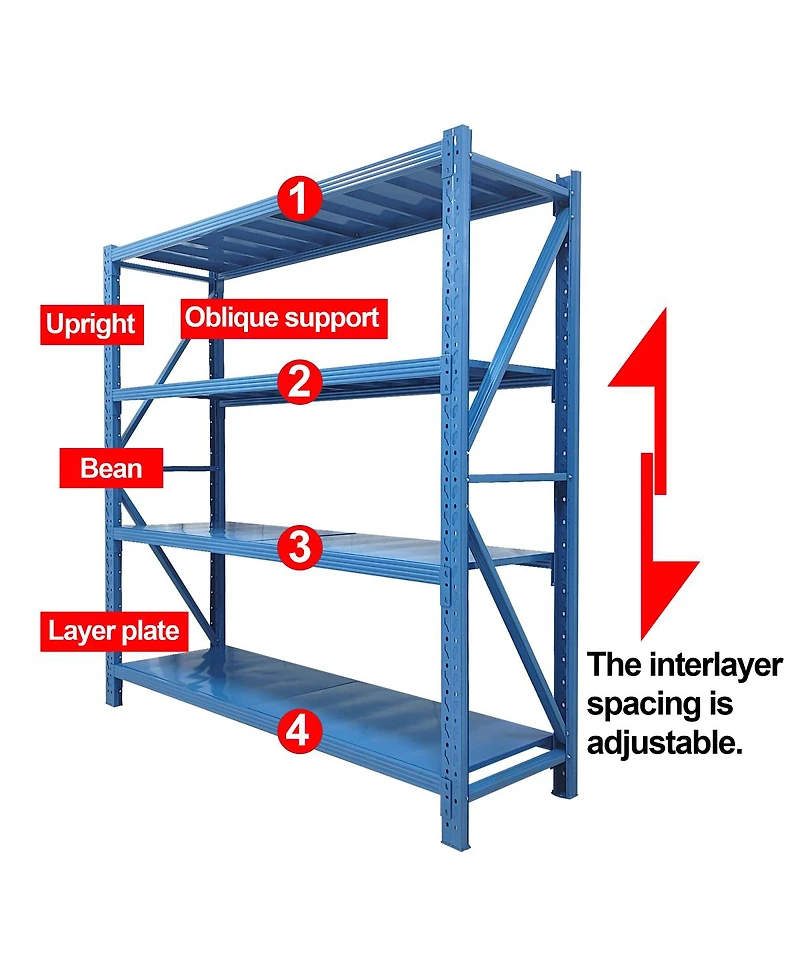 Streamdale Furniture 4-Tier Adjustable Lightweight Steel Garage Storage Rack
