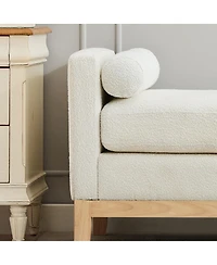 Streamdale Furniture 66.34''W Upholstered Bench with Wood Frame and 2 Bolsters Ivory Boucle