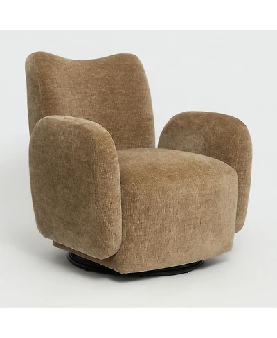 Streamdale Furniture 360 Swivel Accent Chair Chenille Fabric Upholstered Sofa Dark Camel