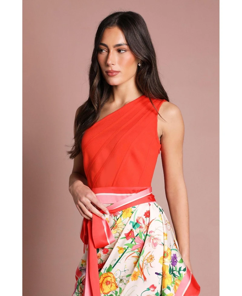 Coast Women's Bandage One Shoulder Printed Midi Dress
