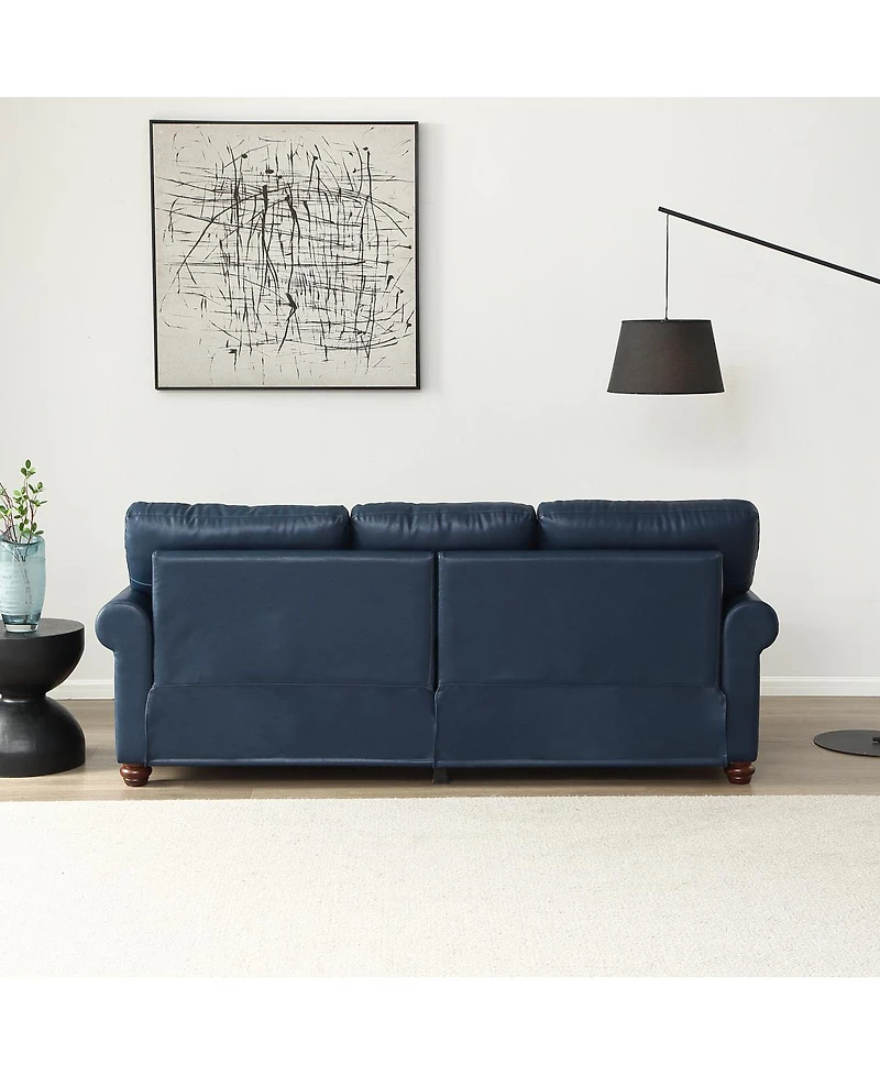 Streamdale Furniture Classic Round Arm Faux Leather Sofa with Nails