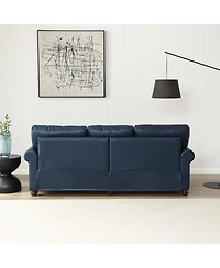 Streamdale Furniture Classic Round Arm Faux Leather Sofa with Nails