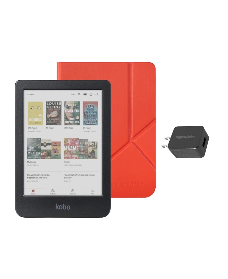 Kobo Clara Colour eReader with Cayenne SleepCover Case and Ac Bundle