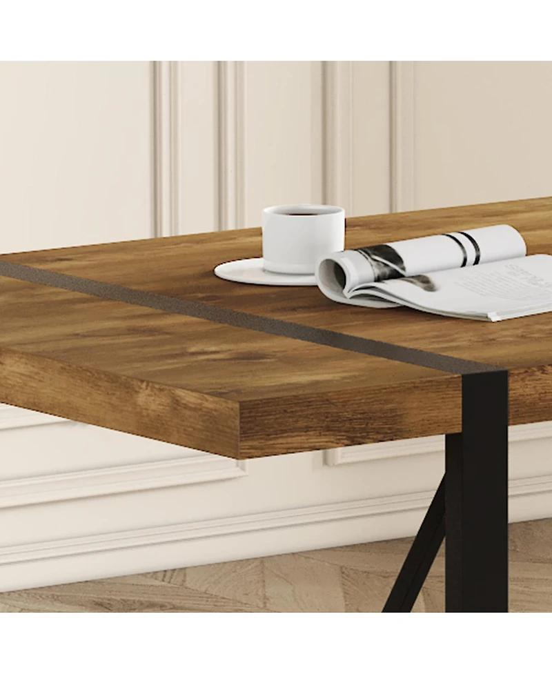 Streamdale Furniture Rustic Industrial Rectangular Wood Dining Table for 4-6 People