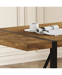 Streamdale Furniture Rustic Industrial Rectangular Wood Dining Table for 4-6 People