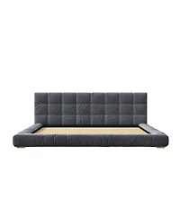 Streamdale Furniture Upholstered Velvet Platform Bed with Channel Tufted Headboard