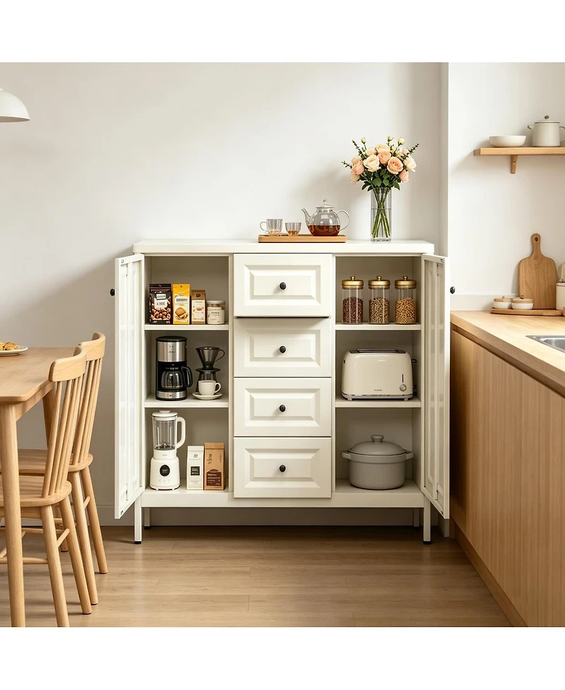 Streamdale Furniture 40.16'' Storage Sideboard Buffet Cabinet with 4 Drawers and 2 Doors