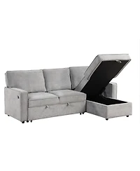 Streamdale Furniture Upholstery Sleeper Sectional Sofa with Storage Usb Port and 2 Cup Holders