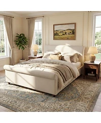 Streamdale Furniture Queen Size Upholstered Linen Bed Frame with Thick Headboard