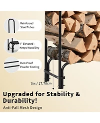 gaomon 4 Feet Firewood Rack, Steel Log Holder for Outdoor Storage, Patio, Fireplace and Backyard