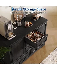 homfan Farmhouse Sideboard Buffet Cabinet with 5 Drawers and 2 Doors Coffee Bar Console Table for Dining Room Living Entryway