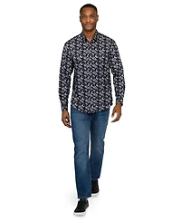 Society of Threads Men's Regular Fit 4-Way Stretch Performance Floral Long Sleeve Button Down