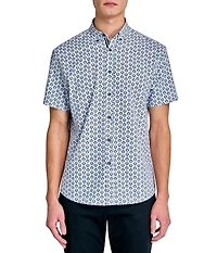 Society of Threads Men's Regular Fit 4-Way Stretch Performance Simple Floral Short Sleeve Button Down