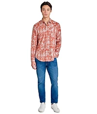 Society of Threads Men's Regular Fit 4-Way Stretch Performance Antiquated Print Long Sleeve Button Down