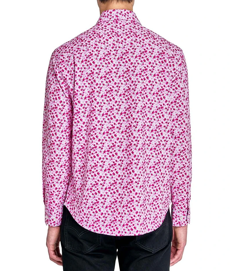 Society of Threads Men's Regular Fit 4-Way Stretch Performance Blushing Long Sleeve Button Down