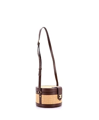 Pre-Owned Celine Medium Tambour Bag Triomphe Raffia and Leather
