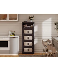 Streamdale Furniture 4-Tier Folding Storage Cabinet with Magnetic Doors and Wheels